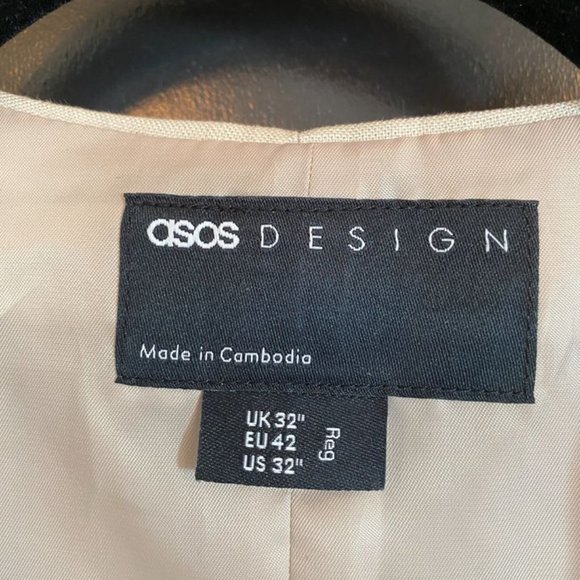 ASOS DESIGN wedding super skinny suit vest in stone linen mix (tan color) - Picture 7 of 12